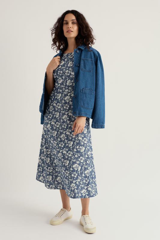 Fox Path bedrucktes Chambray-Kleid
