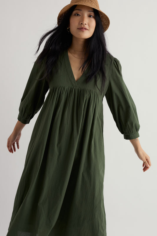 Kaftankleid in Erdtönen aus GOTS-zertifiziertem Bio-Baumwoll-Voile