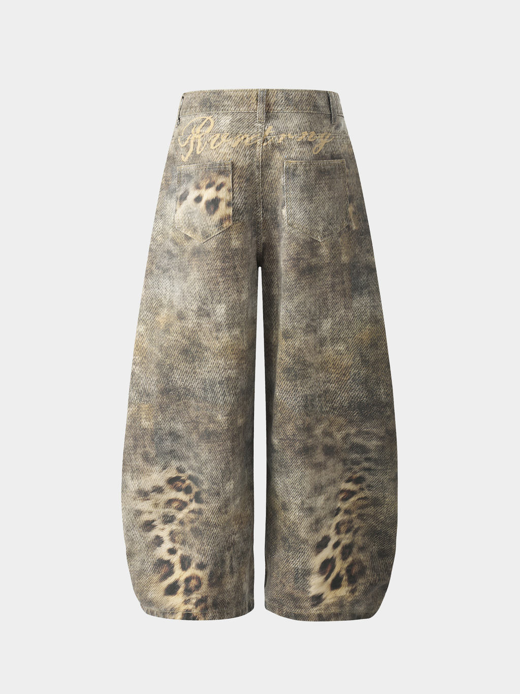 BeltSkip – Unisex 3D-gedruckte Distressed-Hose im Leopard-Design mit geschwungenem Beinverlauf