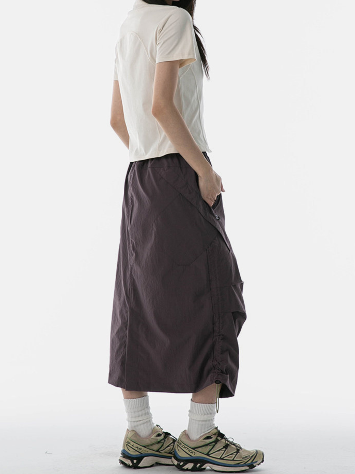 MontView – Schnelltrocknender Utility-Midirock mit Kordelzug für Damen
