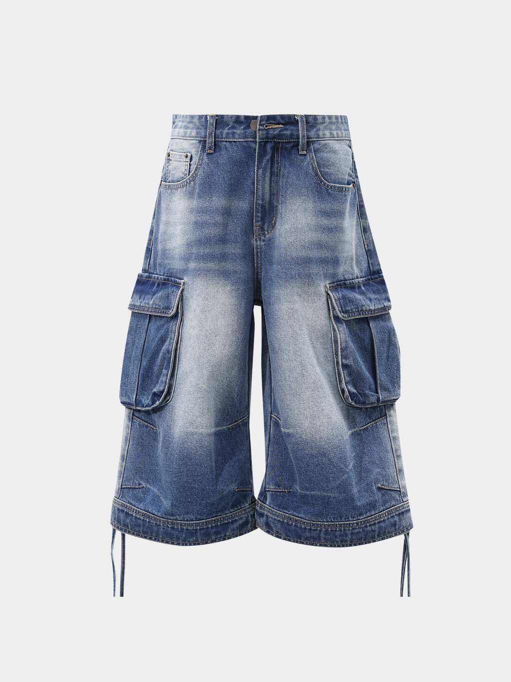 BasicLine - Damen-Cargohose aus Denim in verkürzter Länge mit vielen Taschen