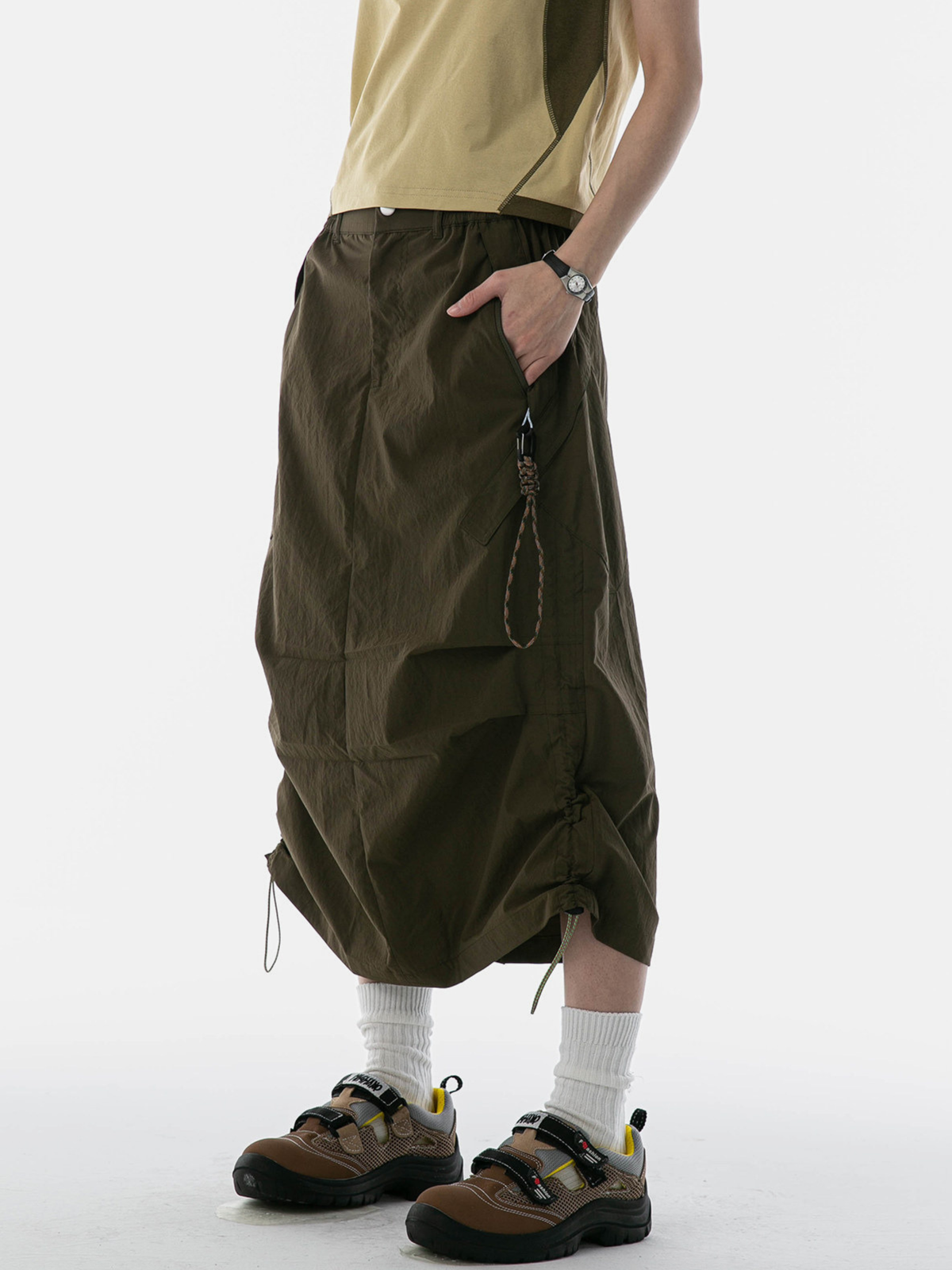 MontView – Schnelltrocknender Utility-Midirock mit Kordelzug für Damen