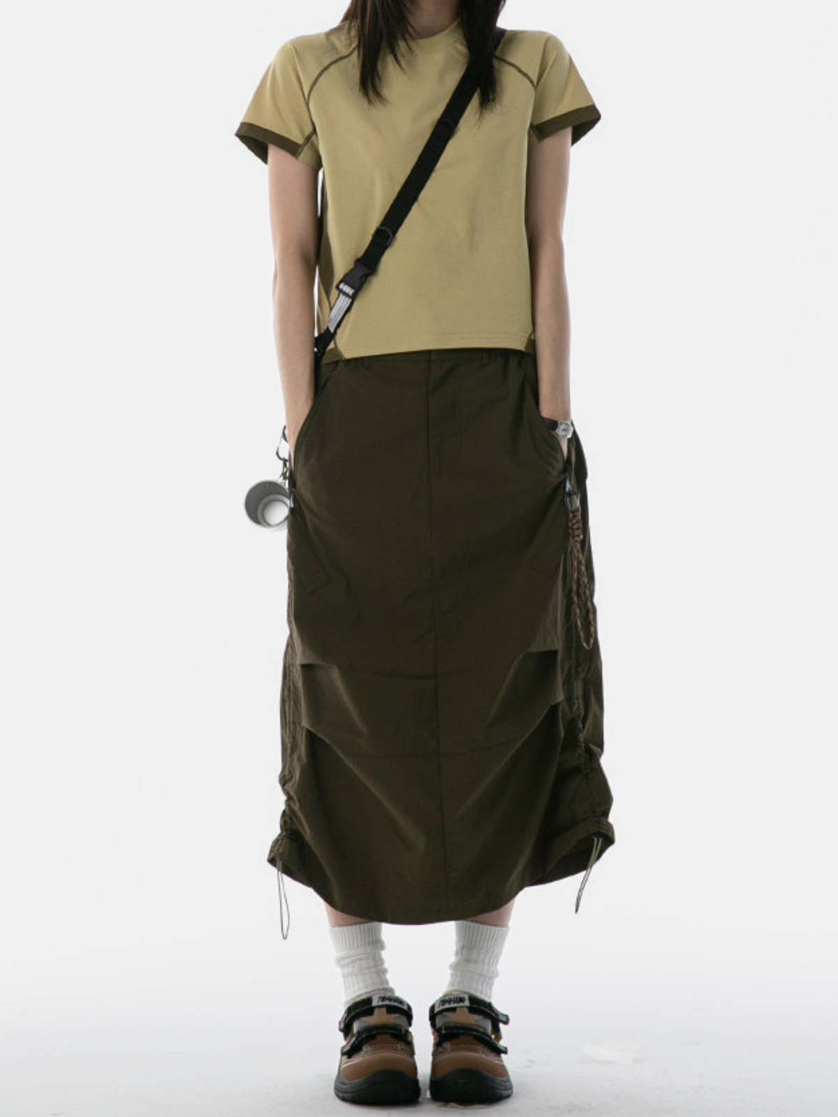 MontView – Schnelltrocknender Utility-Midirock mit Kordelzug für Damen