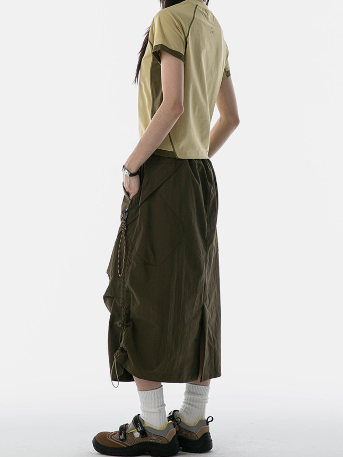 MontView – Schnelltrocknender Utility-Midirock mit Kordelzug für Damen