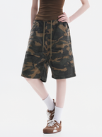 FoxCreek – Damen-Cargoshorts im gewaschenen Camouflage-Look