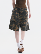 FoxCreek – Damen-Cargoshorts im gewaschenen Camouflage-Look