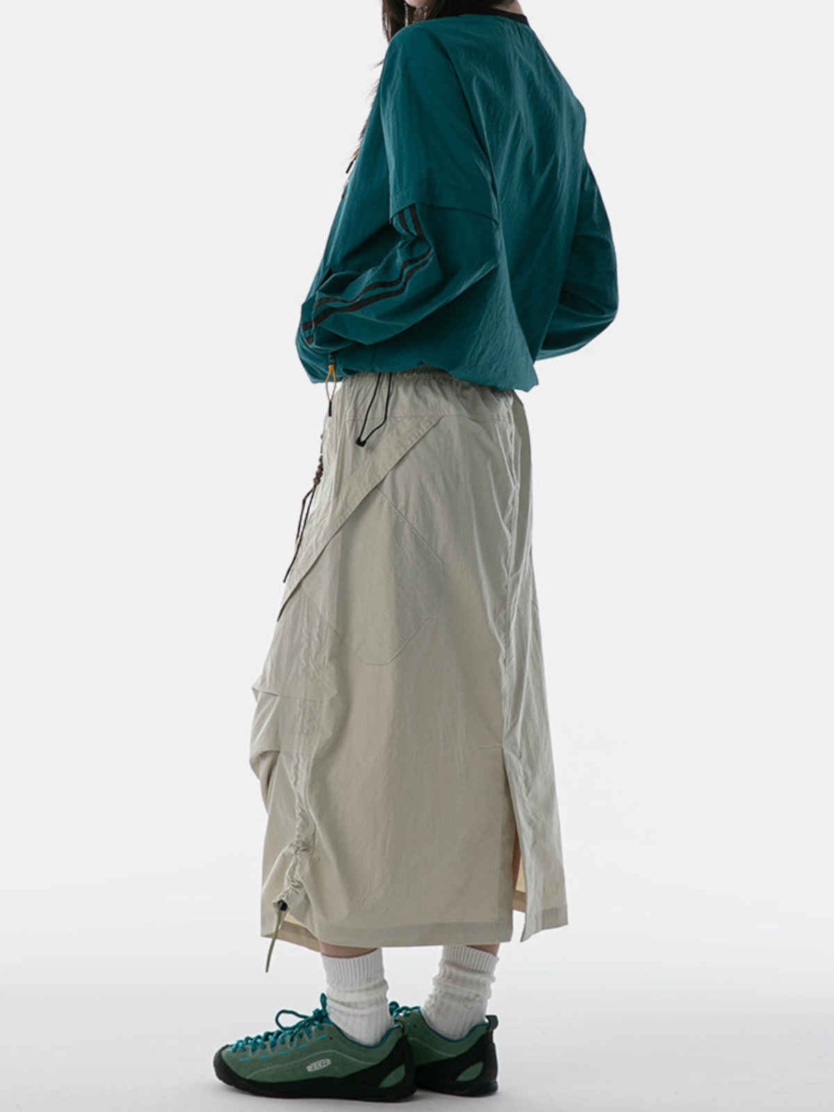 MontView – Schnelltrocknender Utility-Midirock mit Kordelzug für Damen