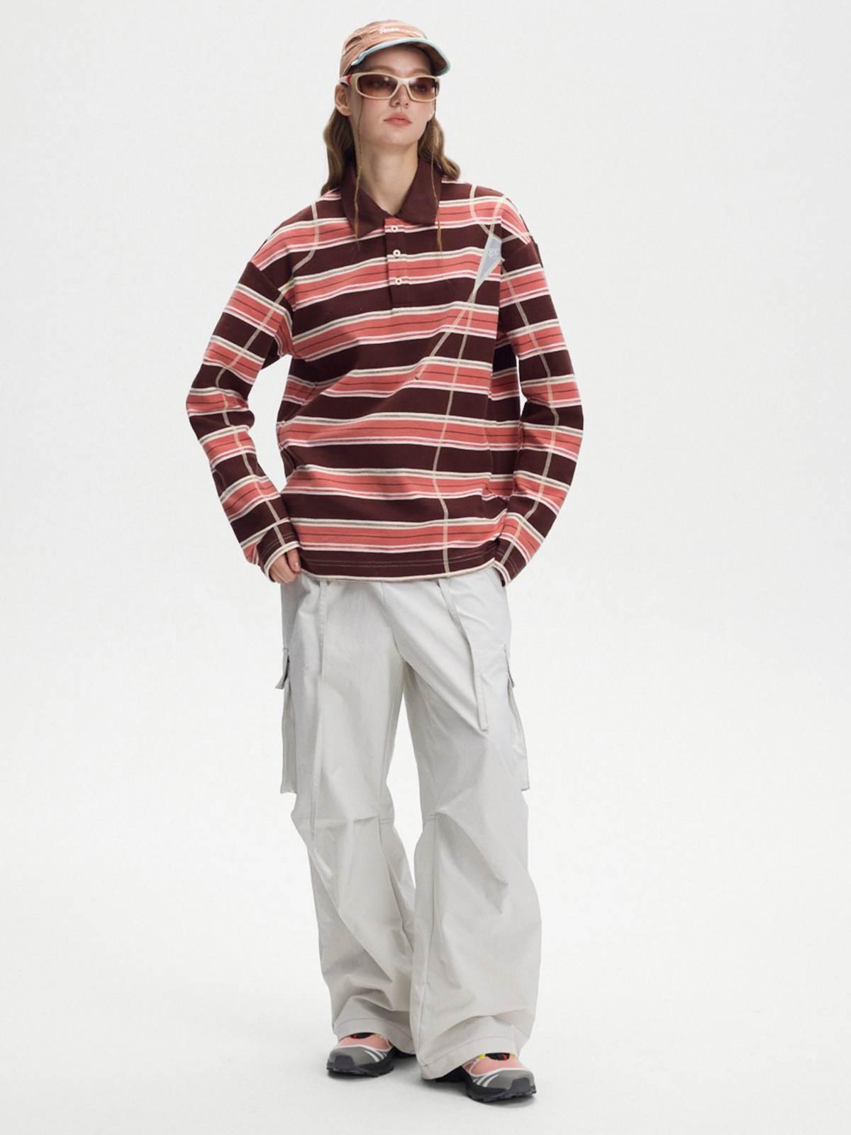 Staple – Langärmeliges, gestreiftes Damen-Poloshirt mit UPF50+ Schutz
