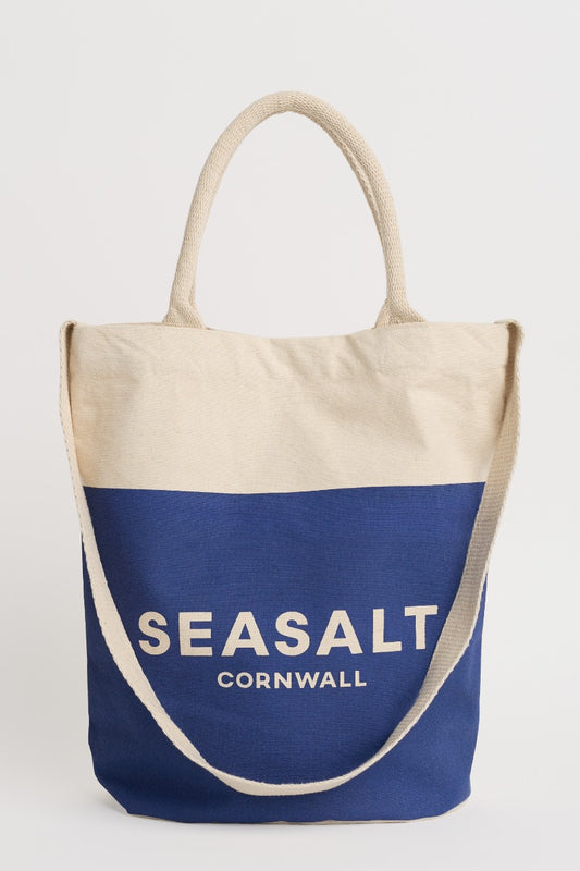 Canvas-Tragetasche mit Logo in Marineblau