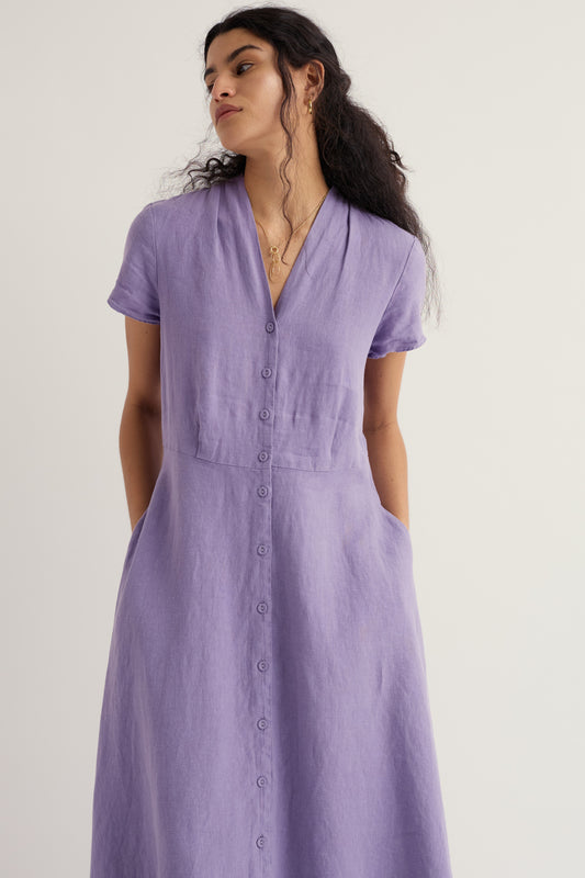Midikleid mit Holzschnitzerei-Optik