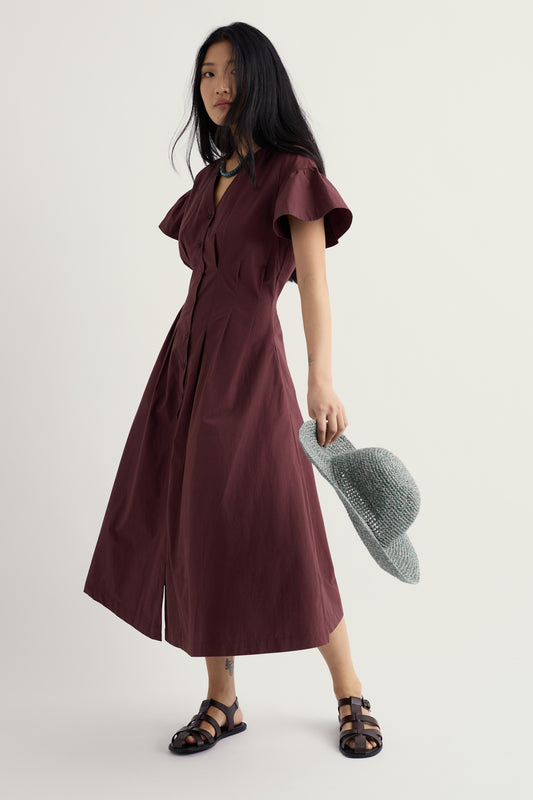 Kerthen Woods Popeline-Midikleid