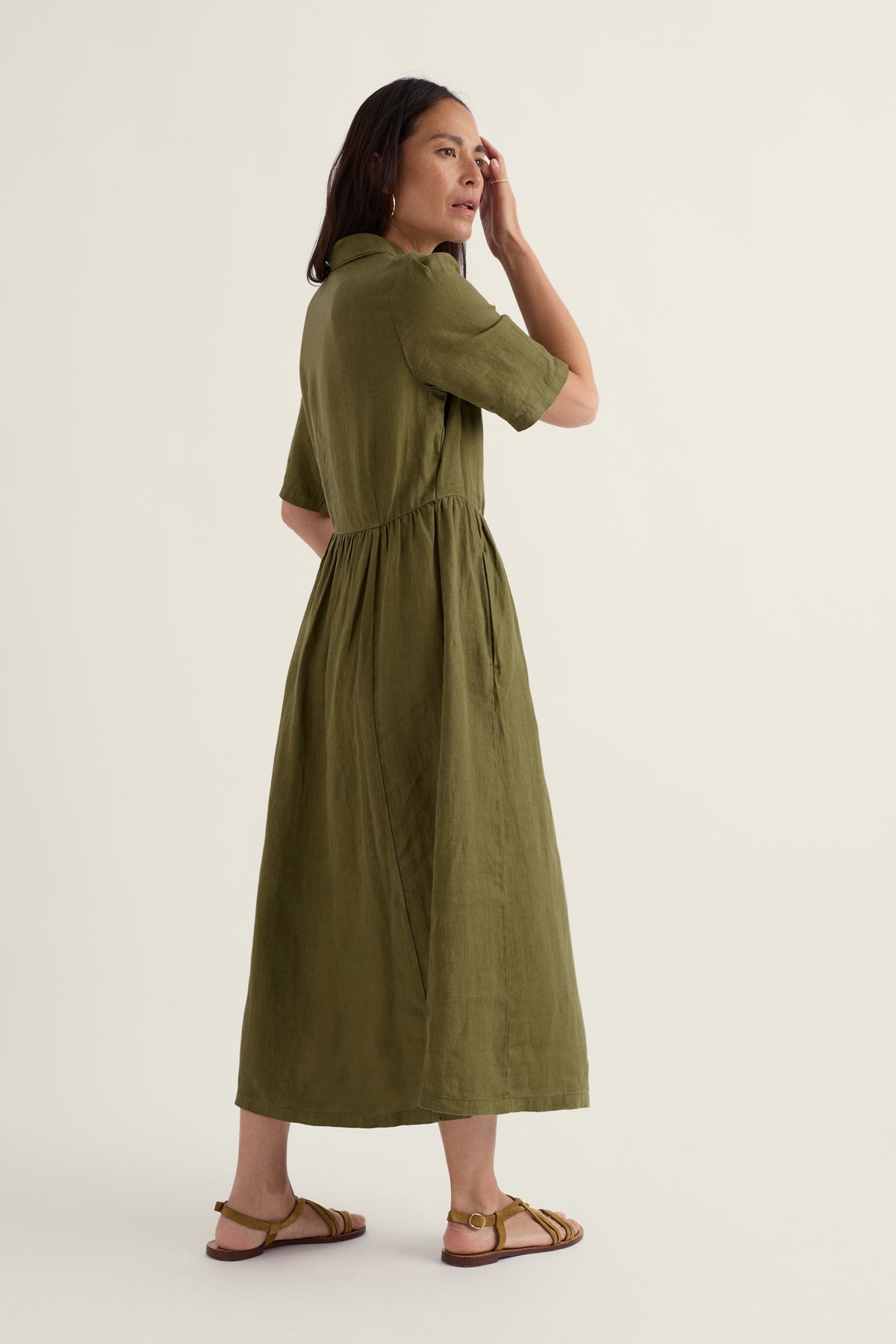 Fen Violet Linen Midi Dress