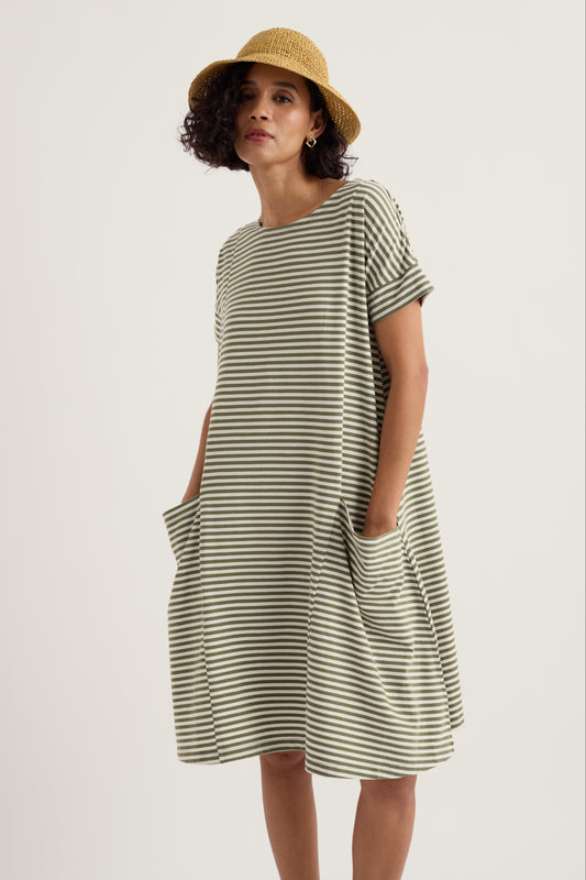 Mill Pool kurzärmeliges Jersey-Schwingkleid
